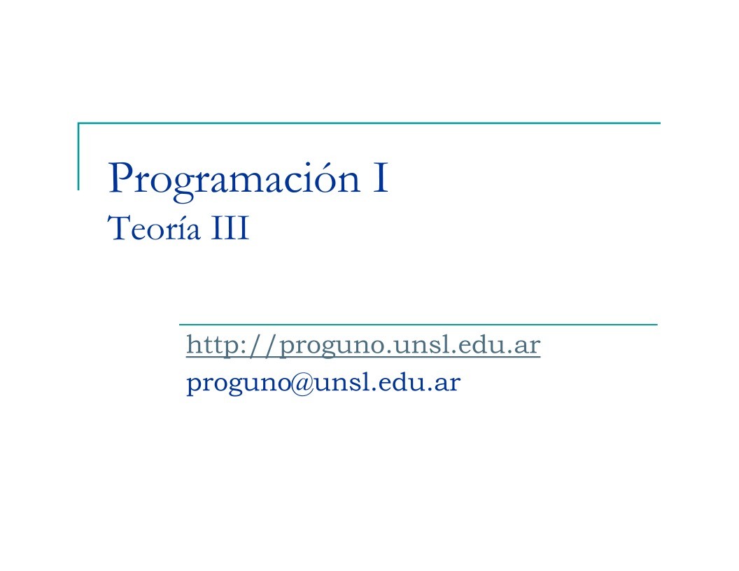 Imágen de pdf Programación I - Teoría III