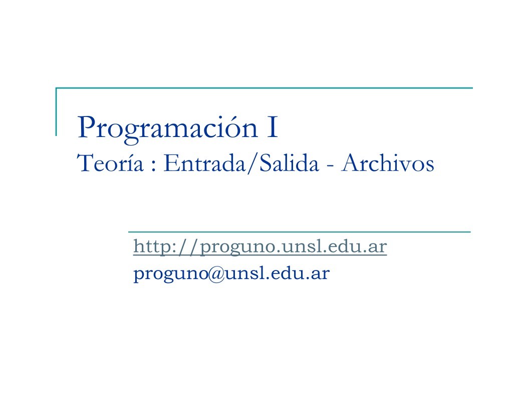 Imágen de pdf Programación I Teoría : Entrada/Salida