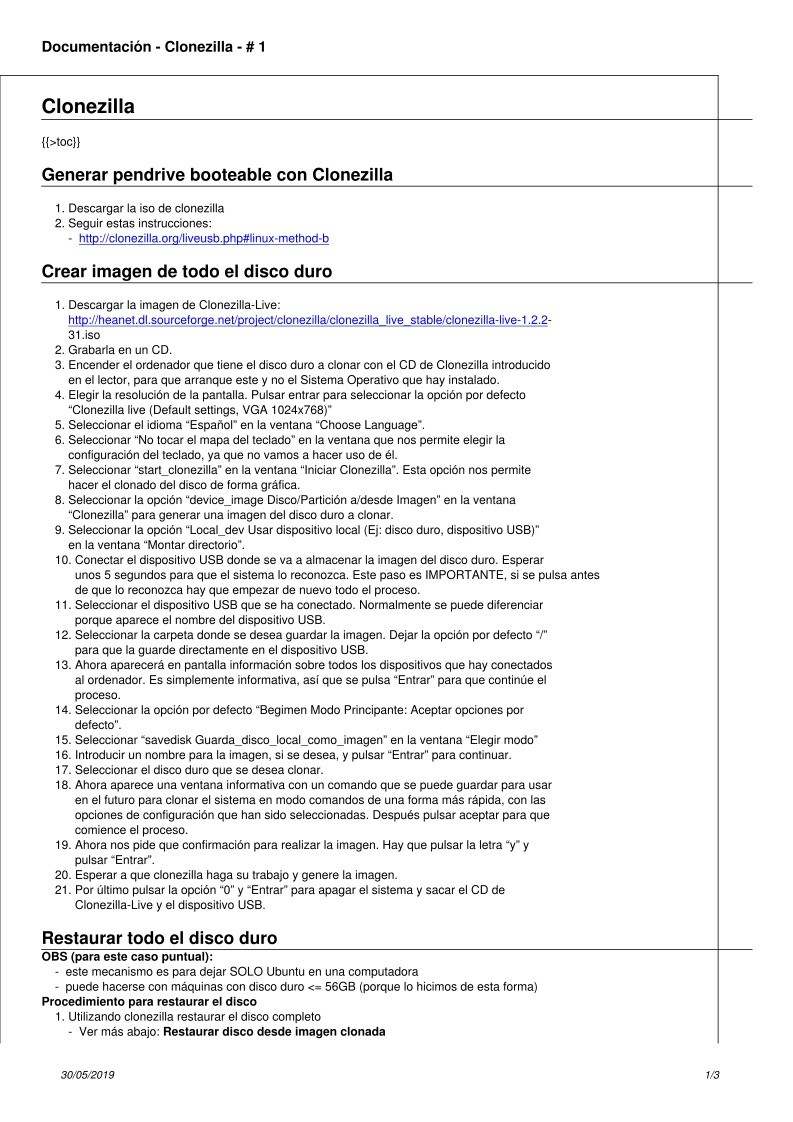 Imágen de pdf Documentación - Clonezilla