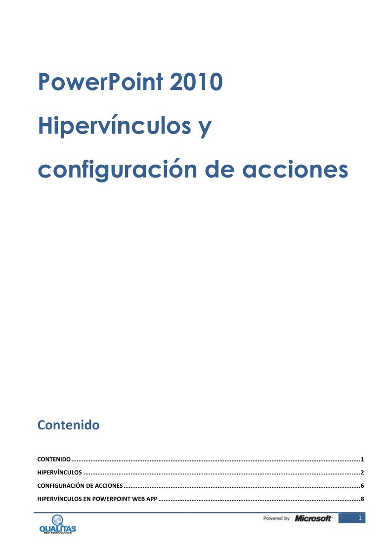 Imágen de pdf PowerPoint 2010 Hipervínculos y configuración de acciones