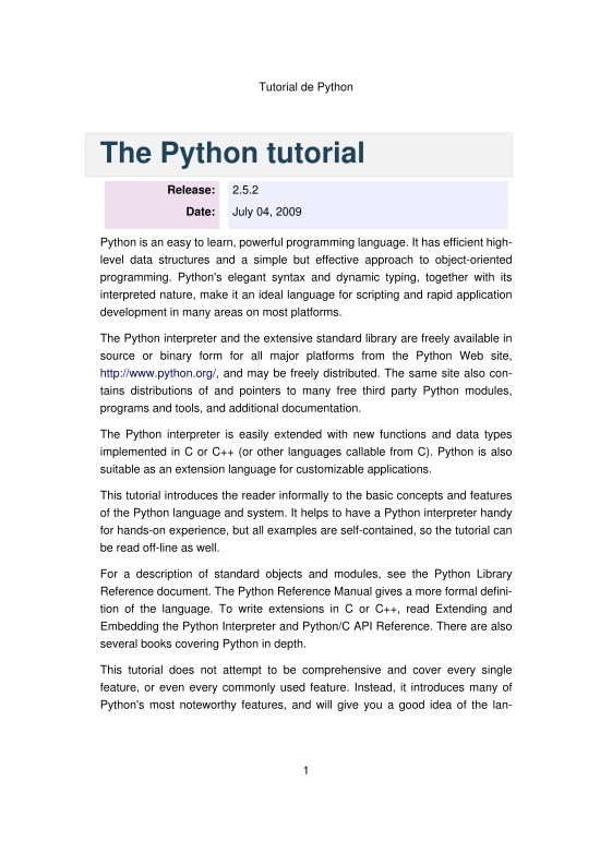 Imágen de pdf Tutorial de Python