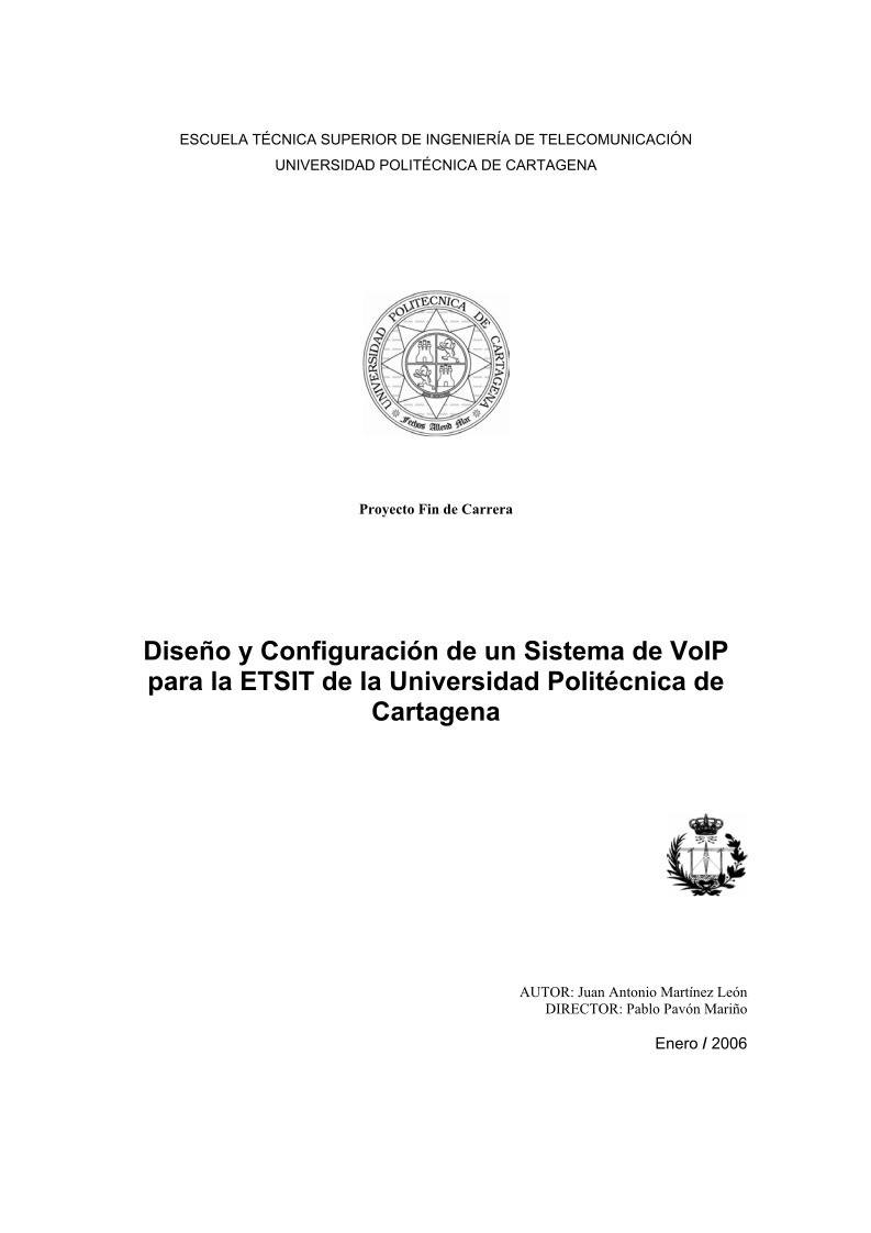 Imágen de pdf Diseño y Configuración de un Sistema de VoIP para la ETSIT de la Universidad Politécnica de Cartagena