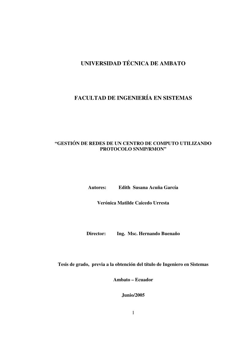 Imágen de pdf Gestión de redes de un centro de computo utilizando protocolo SNMP/RMON