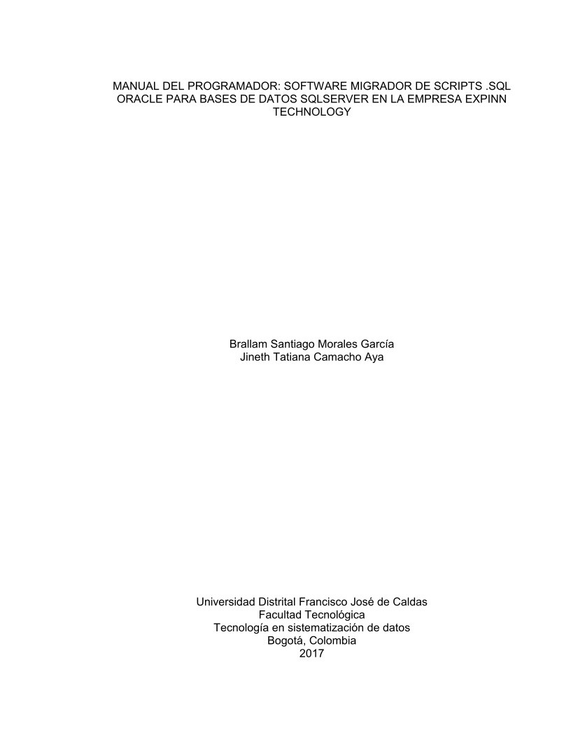 Imágen de pdf Manual del programador: Software migrador de scripts SQL Oracle para bases de datos SQLServer