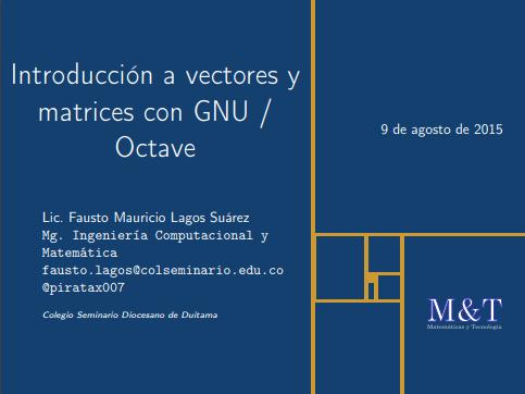 Imágen de pdf Introducción a vectores y matrices con GNU / Octave