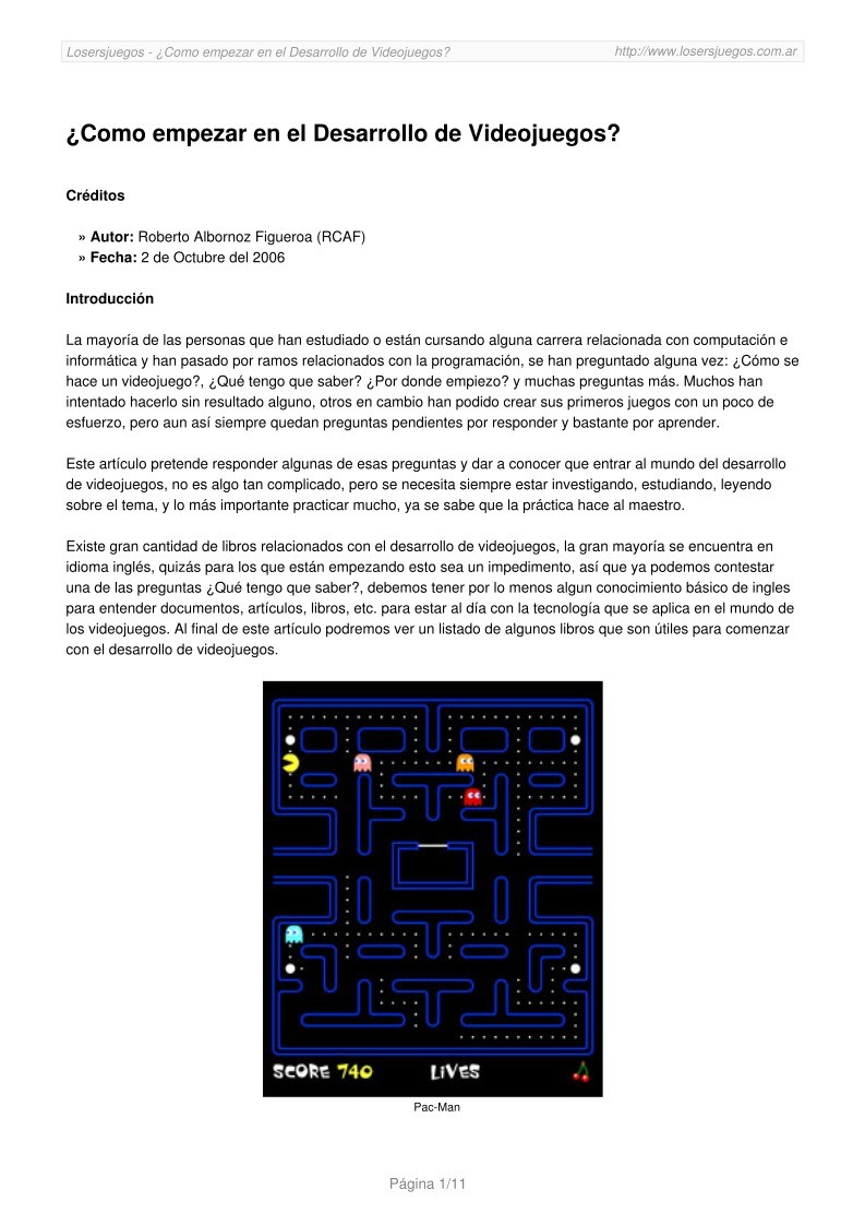 Imágen de pdf ¿Como empezar en el Desarrollo de Videojuegos?