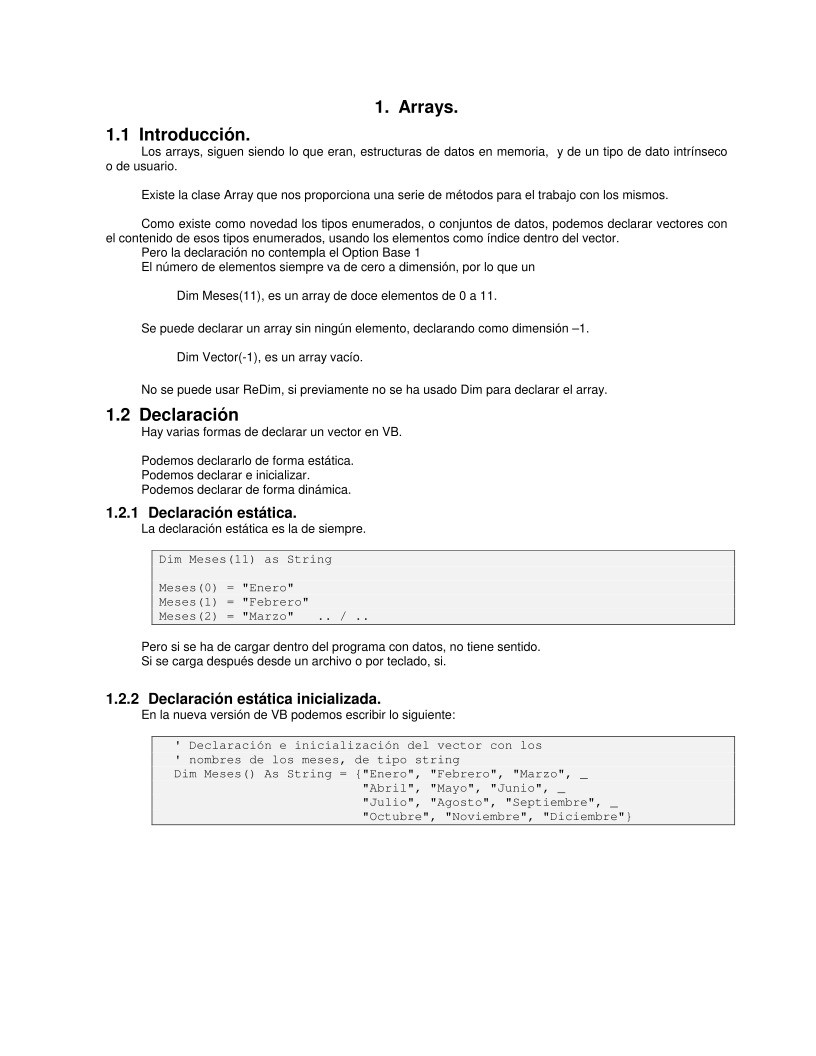 Imágen de pdf 1. Vb .Net 2005 - Arrays