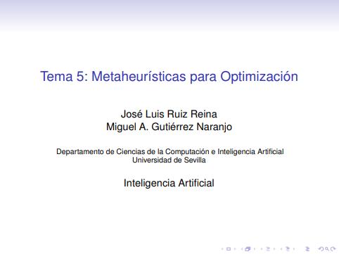 Imágen de pdf Tema 5: Metaheurísticas para Optimización
