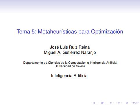 Imágen de pdf Tema 5: Metaheurísticas para Optimización