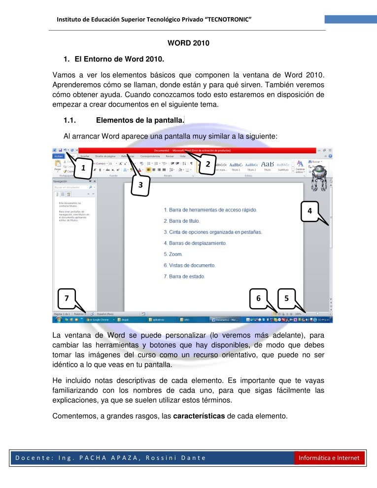 Imágen de pdf El Entorno de Word 2010