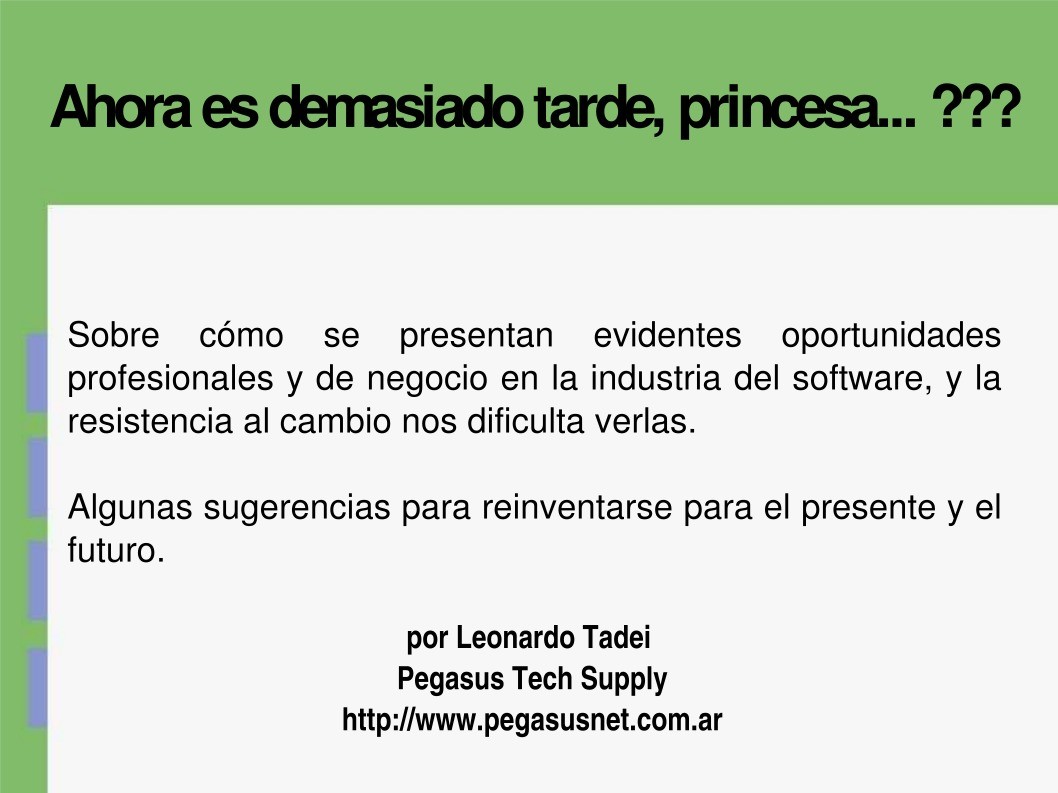 Imágen de pdf Ahora es demasiado tarde, princesa... ???