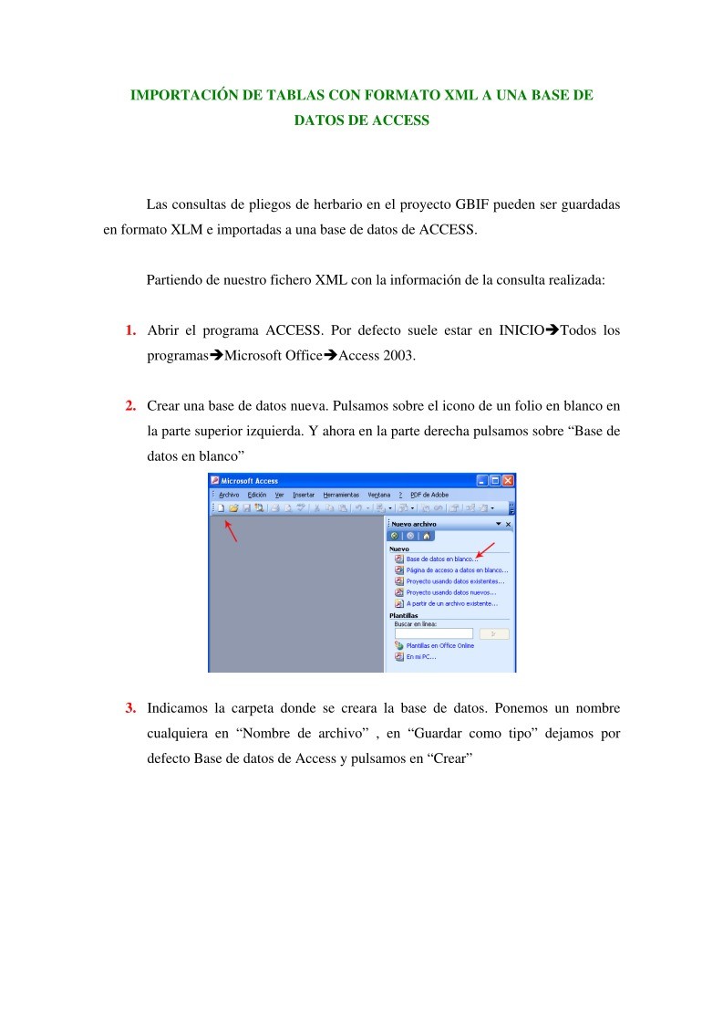 Imágen de pdf Importación de tablas con formato XML a una base de datos de Access