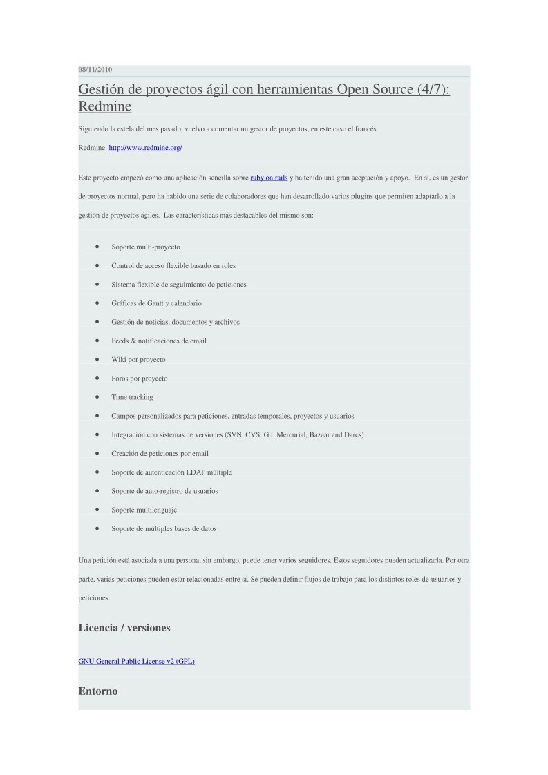 Imágen de pdf Gestión de proyectos ágil con herramientas Open Source (4/7): Redmine