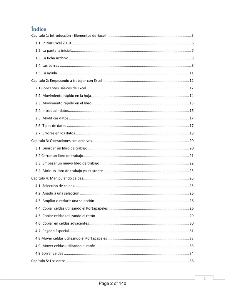 Imágen de pdf Manual de Excel 2010