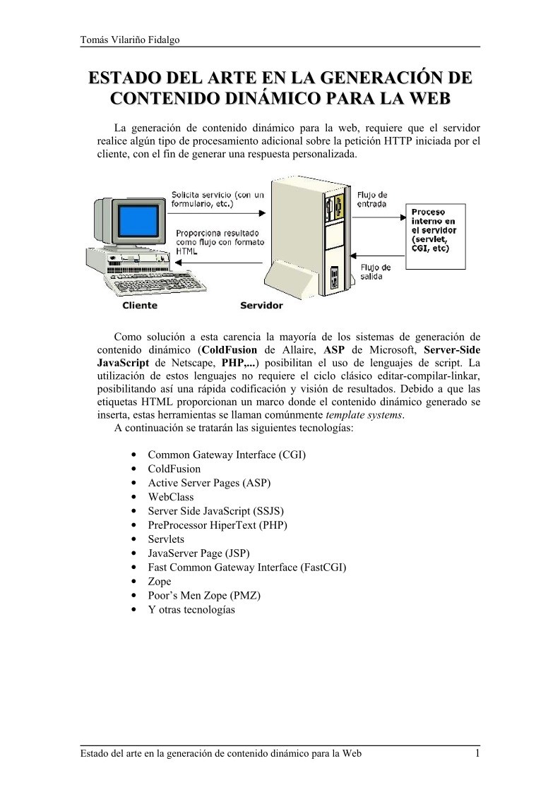 Imágen de pdf Estado del arte en la generación decontenido dinámico para la webcontenido dinámico para la web