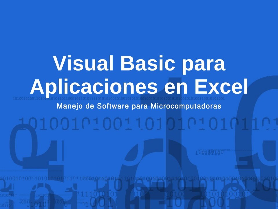 Imágen de pdf Visual Basic para Aplicaciones en Excel - Manejo de Software para Microcomputadoras