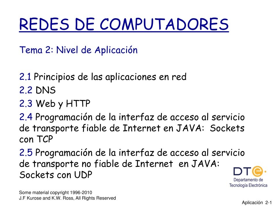 Imágen de pdf Tema 2: Nivel de Aplicación - Redes de computadores