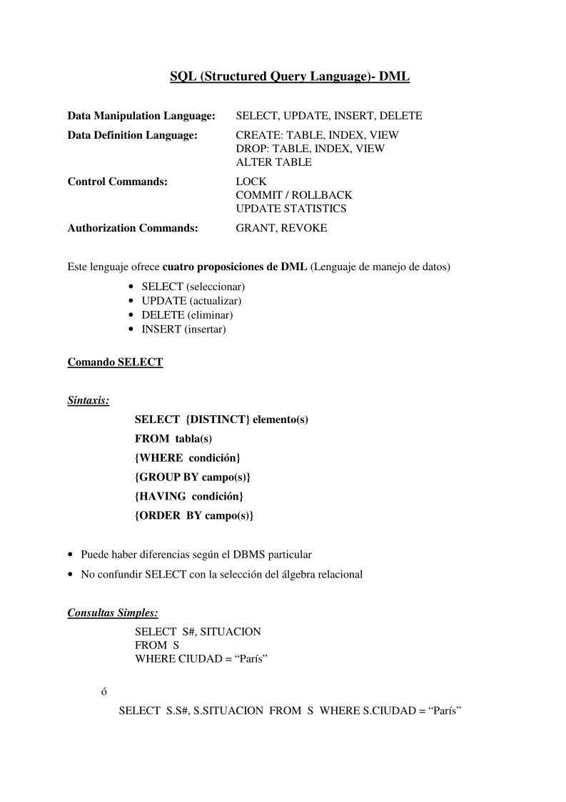 Imágen de pdf SQL (Structured Query Language)- DML