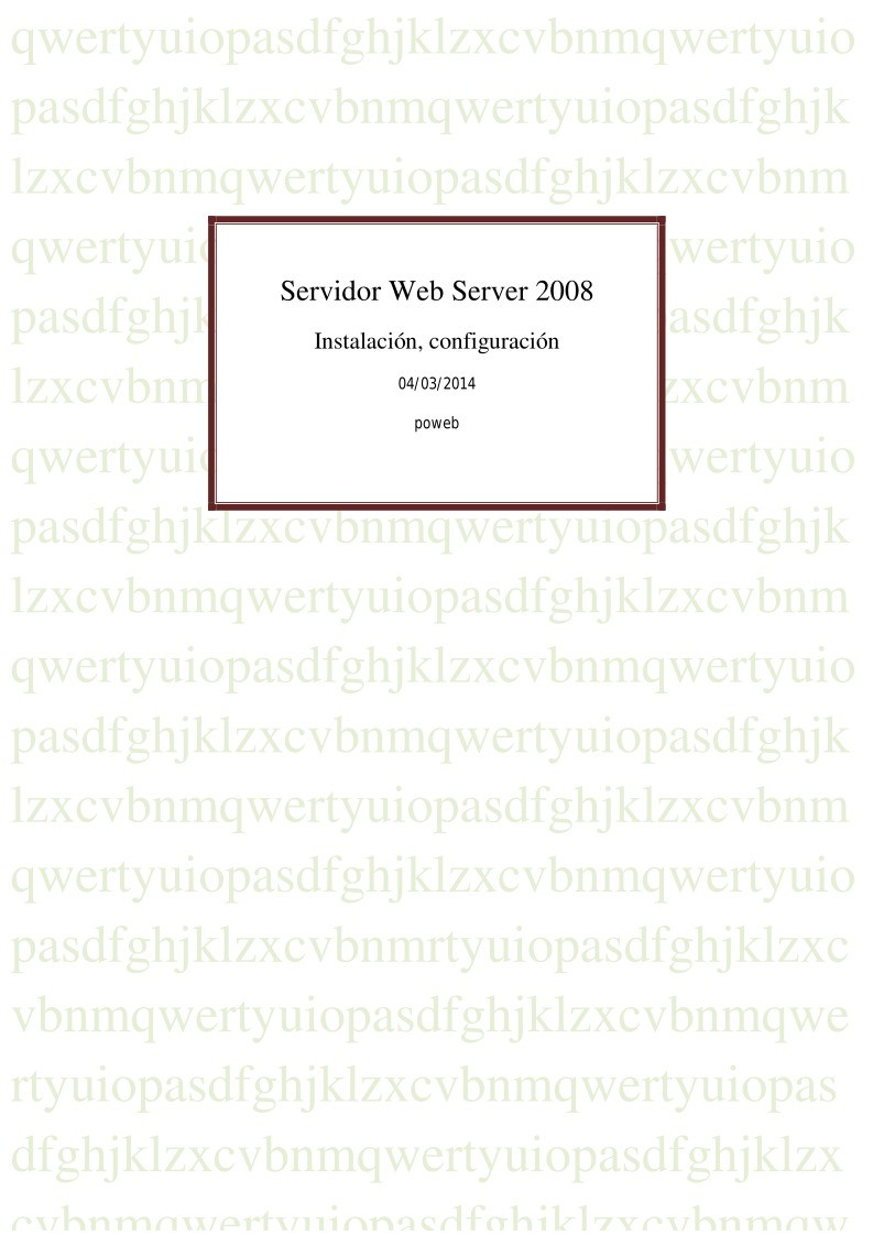 PDF de programación - Servidor Web Server 2008 - Instalación, configuración