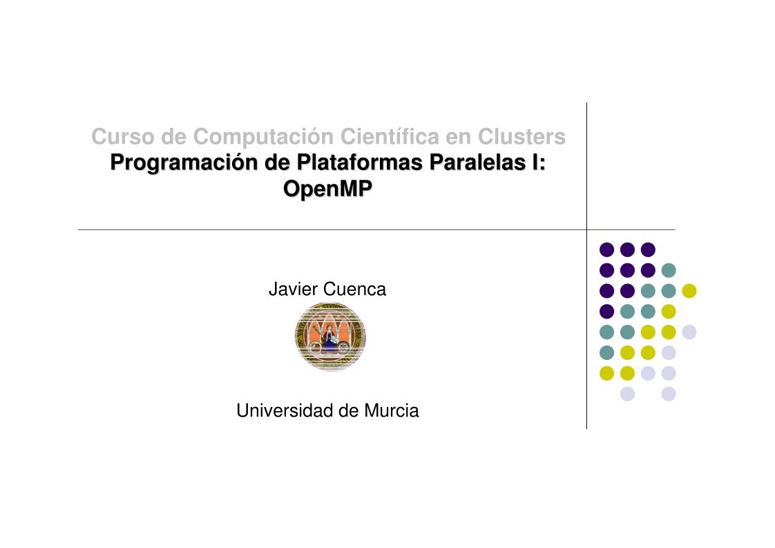 Imágen de pdf Programación de Plataformas Paralelas I - Curso de Computación Científica en Clusters