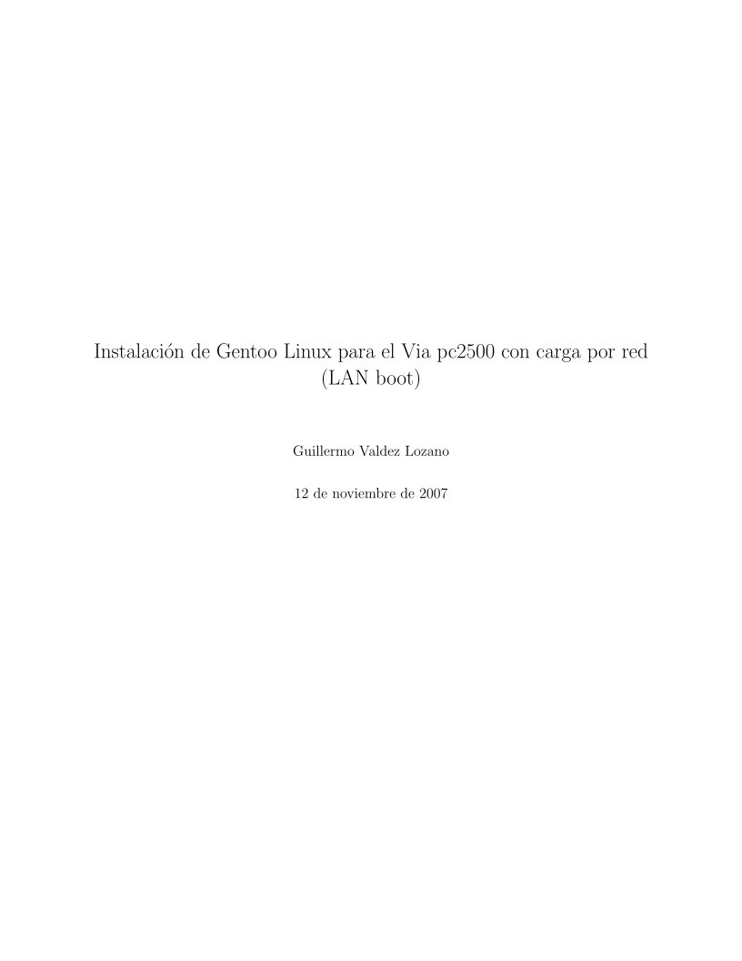 Imágen de pdf Instalación de Gentoo Linux para el Via pc2500 con carga por red (LAN boot)