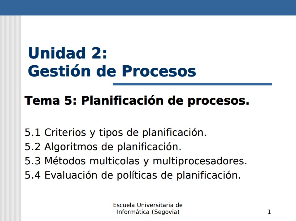 Imágen de pdf Tema 5: Planificación de procesos - Unidad 2: Gestión de Procesos