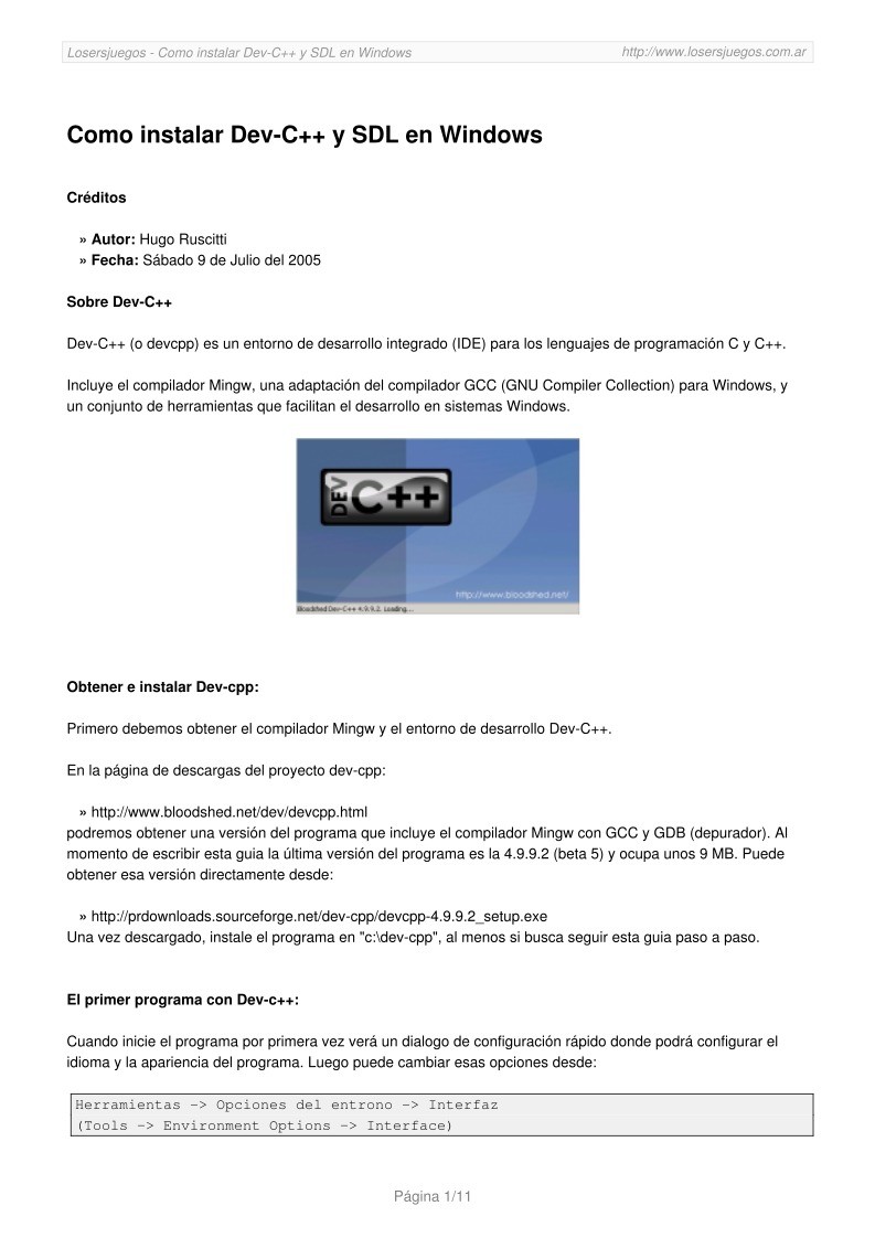 Imágen de pdf Como instalar Dev-C++ y SDL en Windows