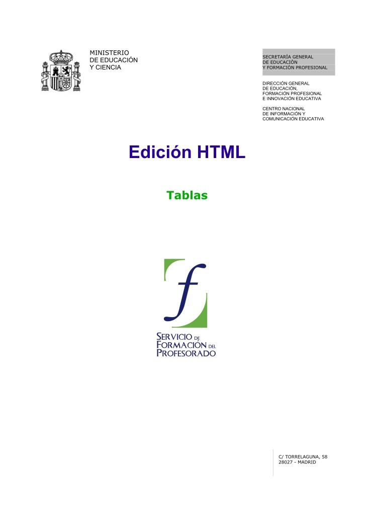 Imágen de pdf Edición HTML - Tablas