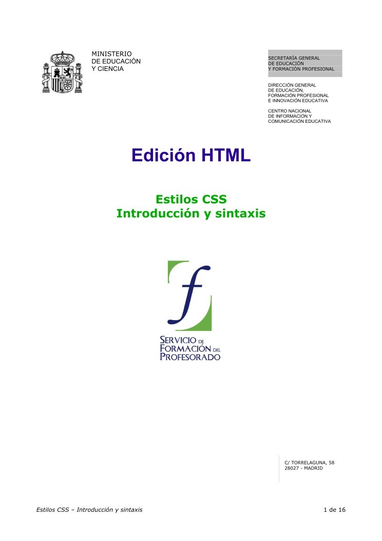Imágen de pdf Edición HTML - Estilos CSS - Introducción y sintaxis
