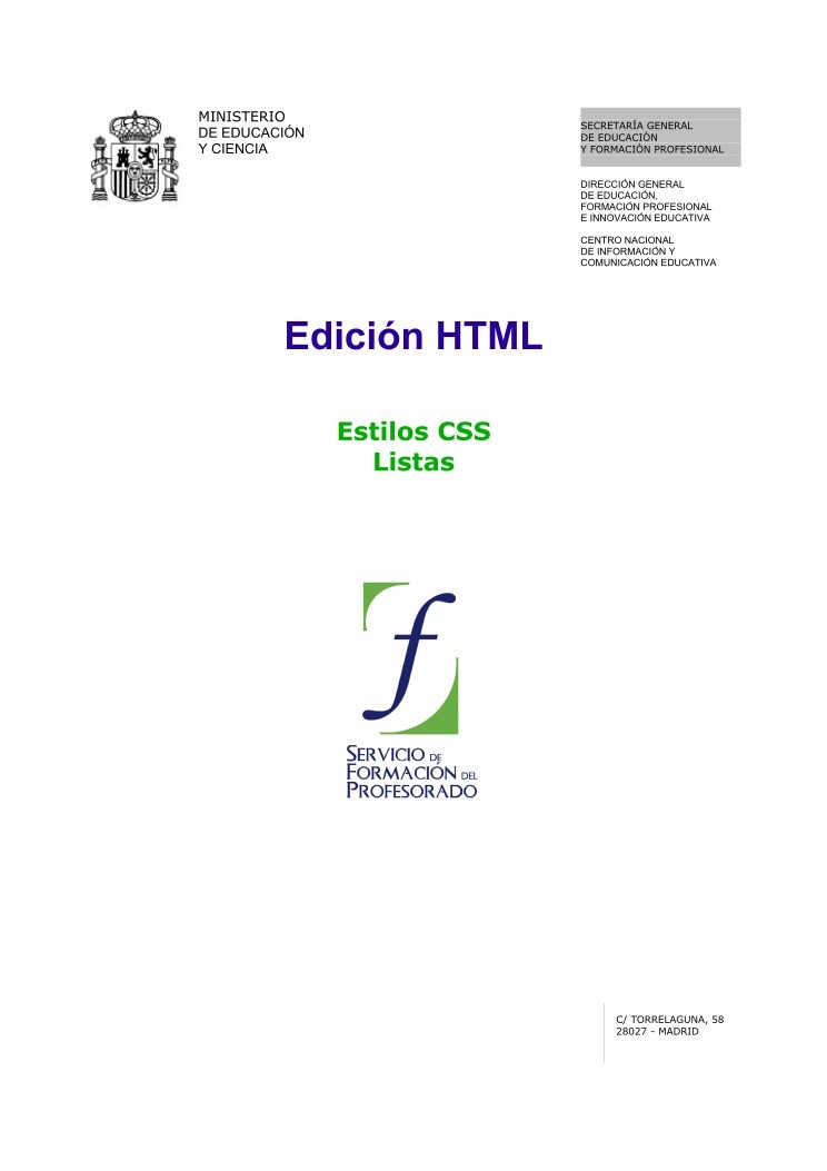 Imágen de pdf Edición HTML - Estilos CSS - Listas