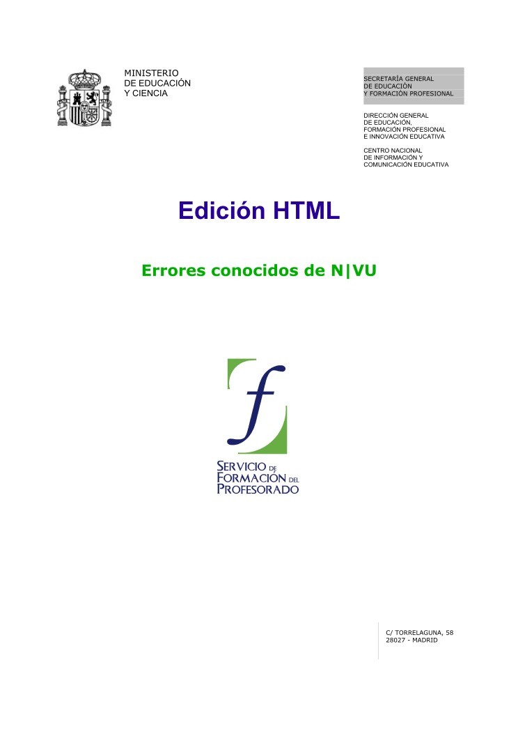 Imágen de pdf Edición HTML - Errores conocidos de N|VU