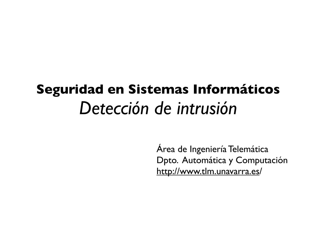 Imágen de pdf Seguridad en Sistemas Informáticos - Detección de intrusión