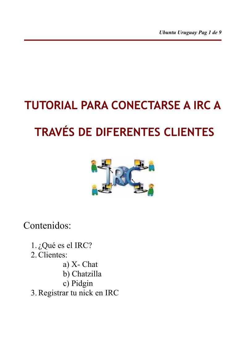 Imágen de pdf Tutorial para conectarse a IRC a través de diferentes clientes