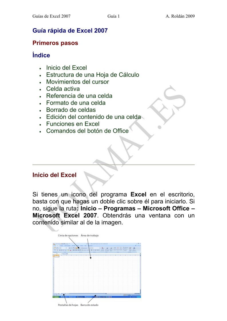 Imágen de pdf Primeros pasos - Guía rápida de Excel 2007
