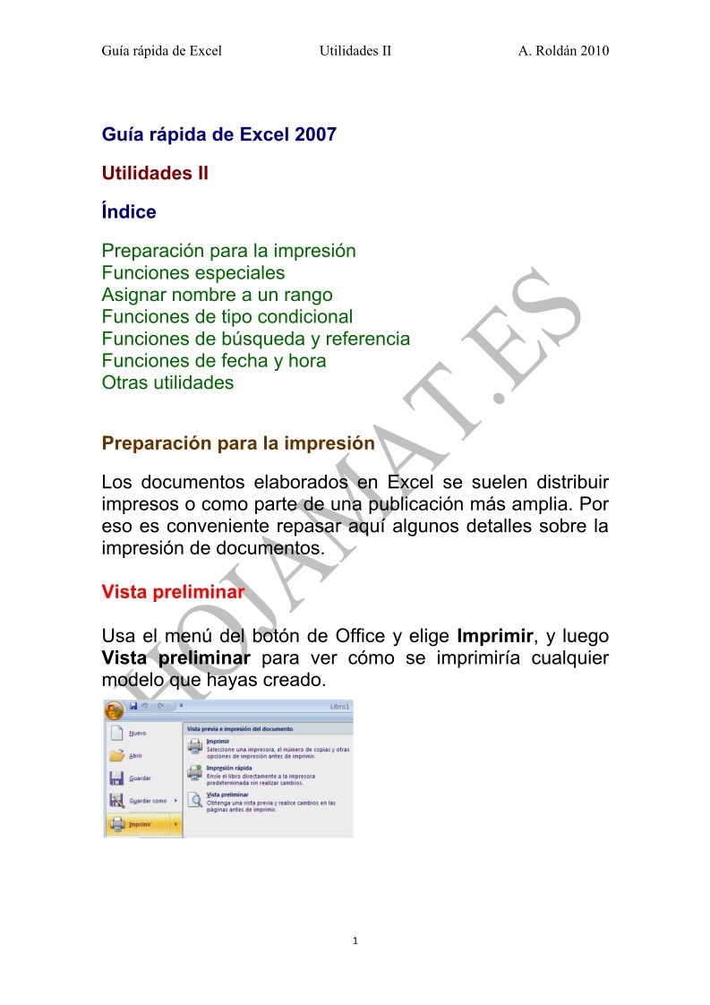 Imágen de pdf Utilidades II - Guía rápida de Excel 2007