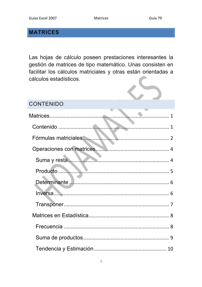 Imágen de pdf Matrices - Guía de Excel 2007