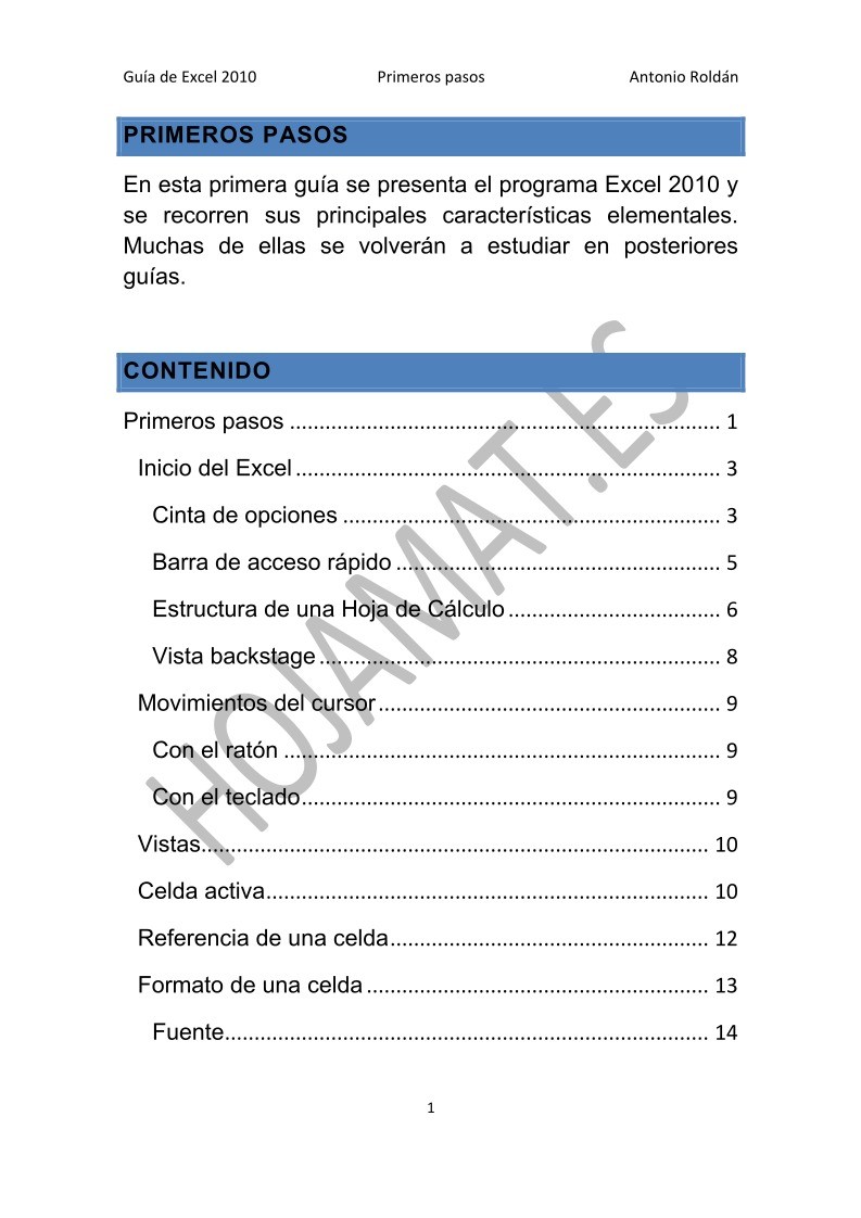 Imágen de pdf Primeros pasos - Guía de Excel 2007