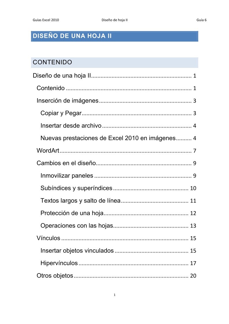 Imágen de pdf Diseño de una hoja II - Guía de Excel 2007