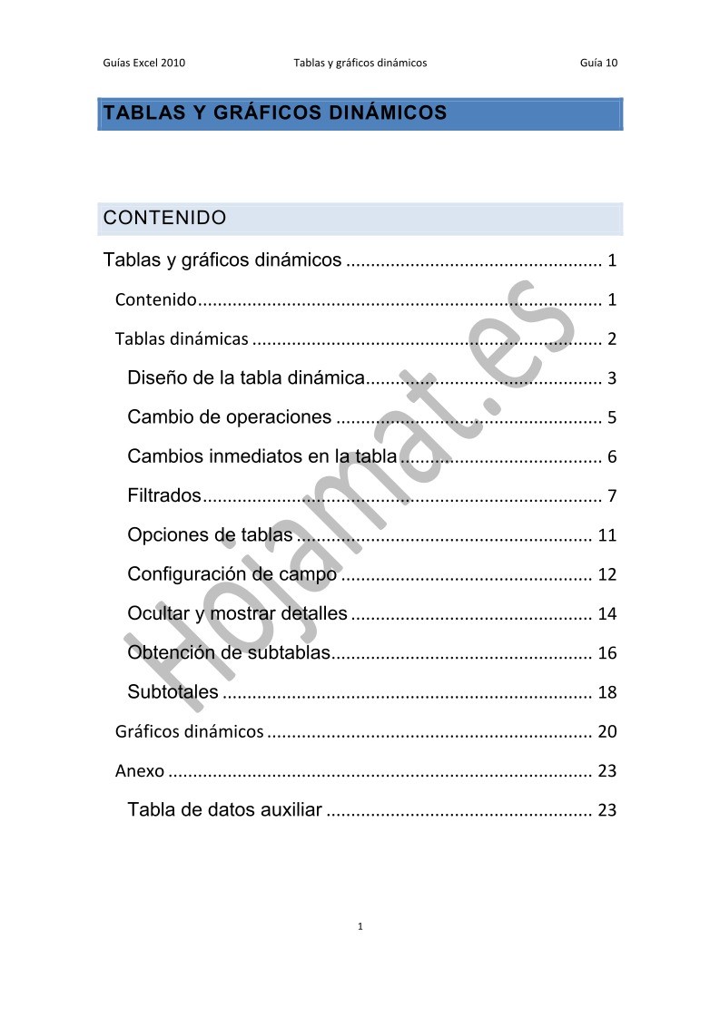 Imágen de pdf Tablas y gráficos dinámicos - Guía de Excel 2007