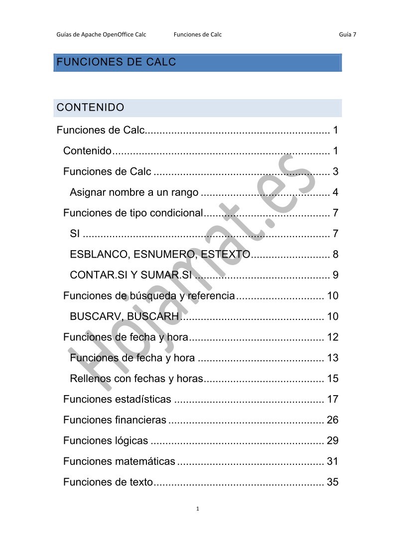 Imágen de pdf Funciones de Calc - Guías Apache OpenOffice Calc