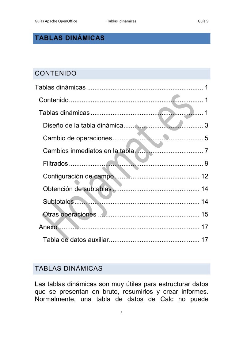 Imágen de pdf Tablas dinámicas - Guías Apache OpenOffice Calc