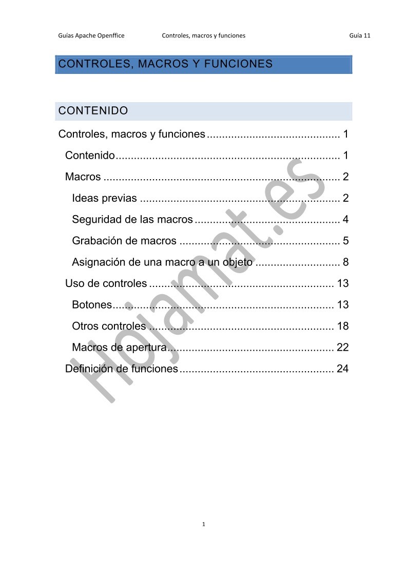 Imágen de pdf Controles, Macros y Funciones - Guías Apache OpenOffice Calc