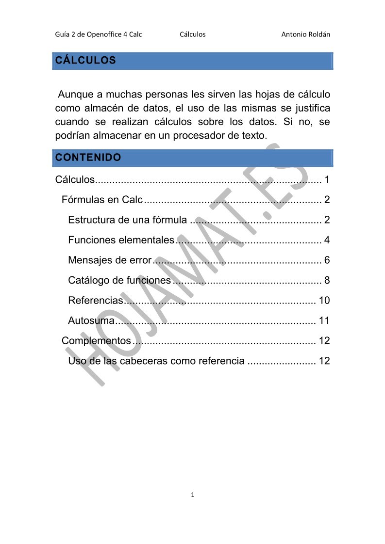 Imágen de pdf Cáculos - Guía de Apache OpenOffice 4 Calc