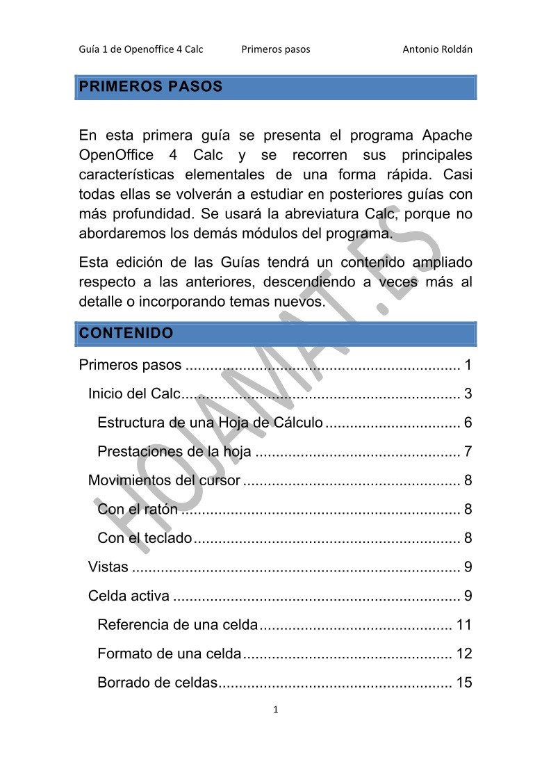 Imágen de pdf Primeros pasos - Guías Apache OpenOffice Calc