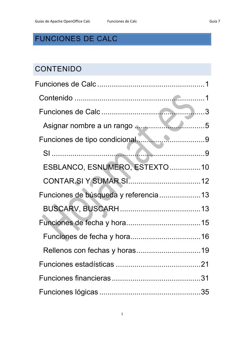 Imágen de pdf Funciones de Calc - Guías Apache OpenOffice Calc