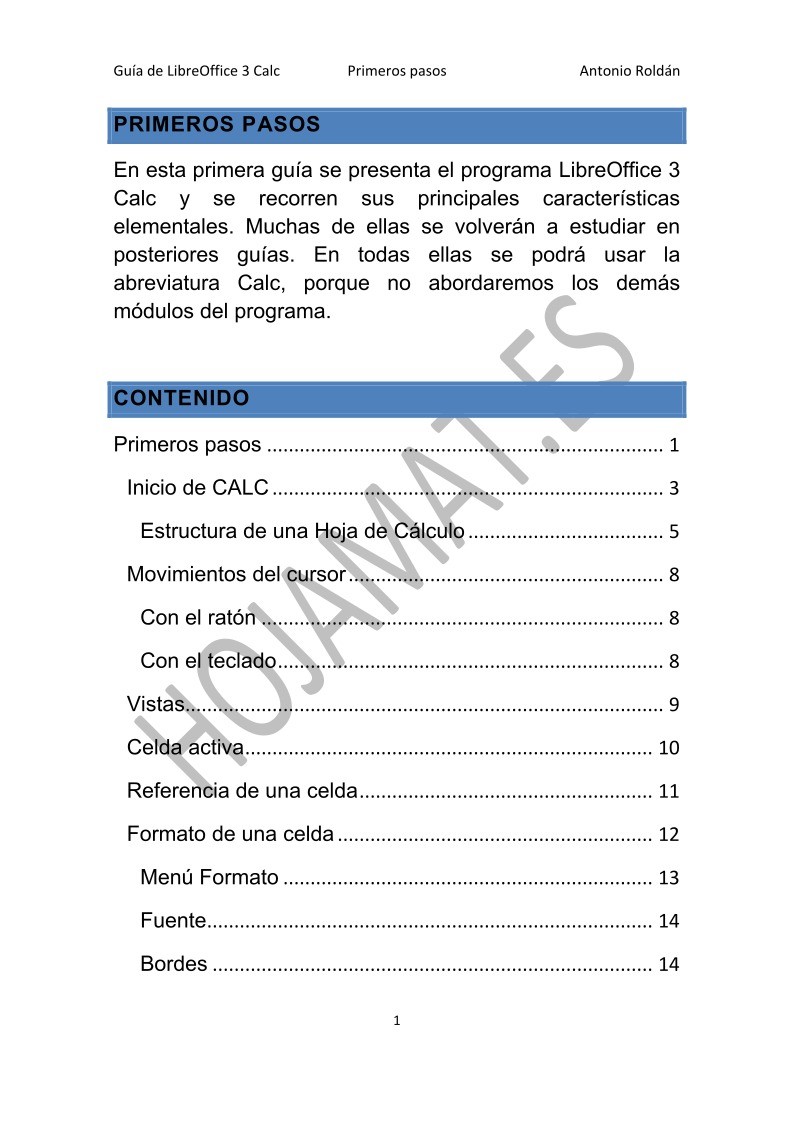 Imágen de pdf Primeros pasos - Guía de LibreOffice 3 Calc