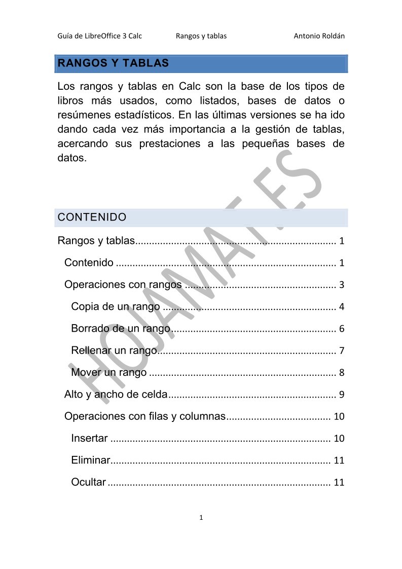 Imágen de pdf Rangos y tablas - Guía de LibreOffice 3 Calc