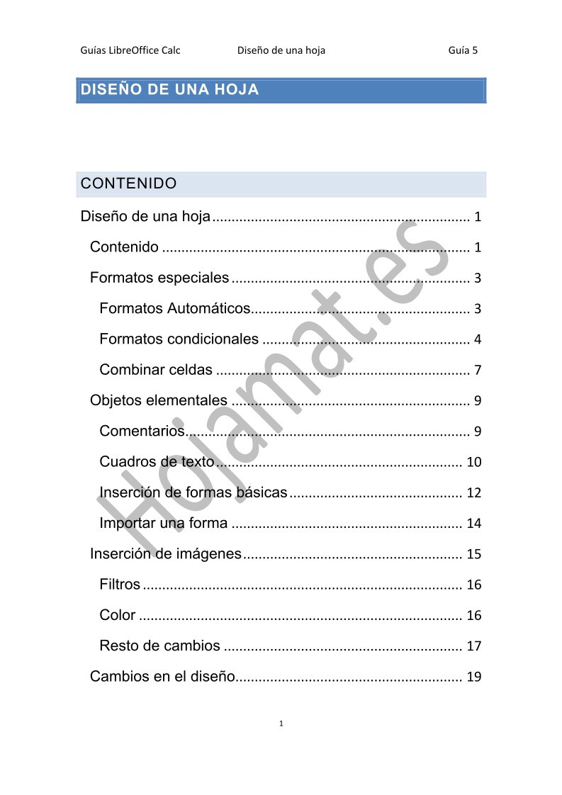 Imágen de pdf Diseño de una hoja - Guía de LibreOffice Calc