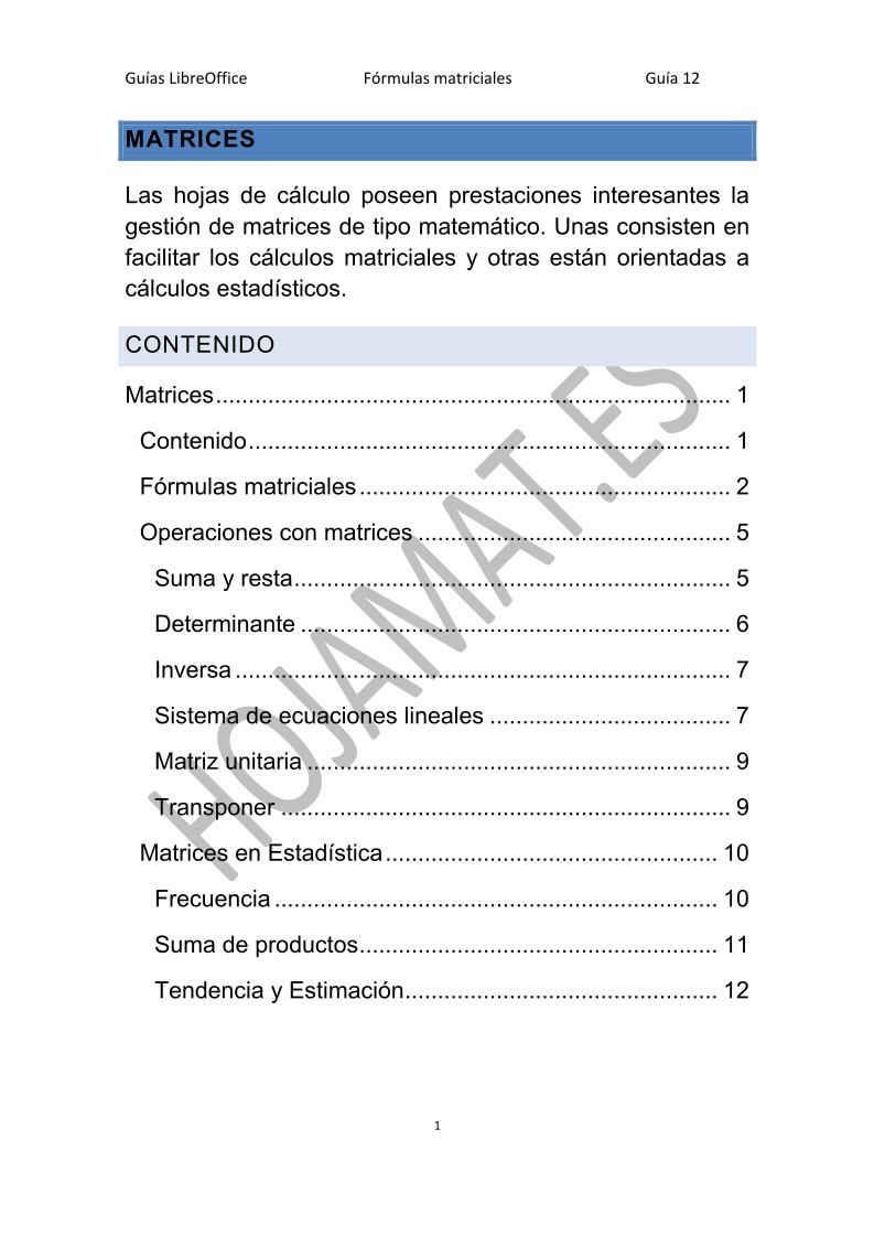 Imágen de pdf Matrices - Guía de LibreOffice