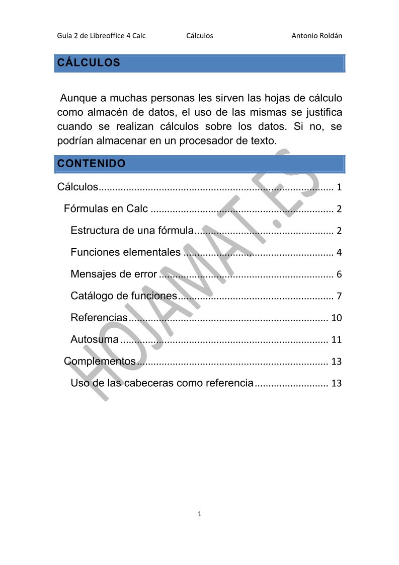 Imágen de pdf Cálculos - Guía de LibreOffice 4 Calc